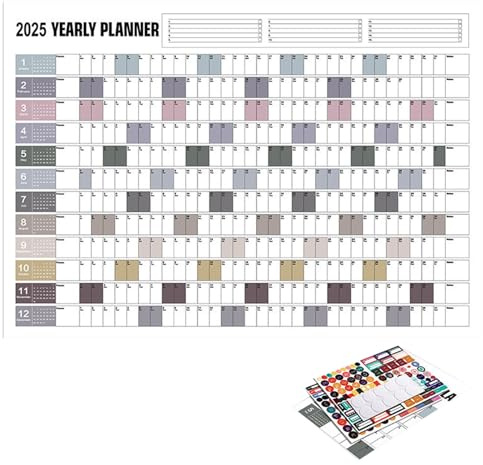 Wandkalender 2025 - Langanhaltender Jahresplaner 2025 | Stilvoller 365-Tage-Poster | Ganzjahresplaner für Zuhause, Arbeit und Schule