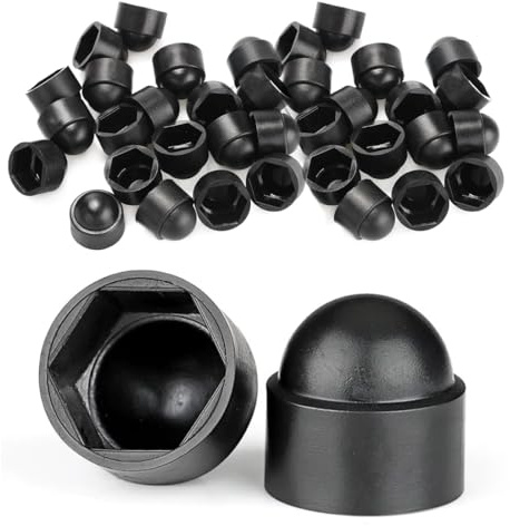 YAPKOLV 50 Stück Screw Cover Caps, Round Hexagonal Protective Caps, Screw Plastic Caps, for Screws and Nuts (M8) (Schwarz)