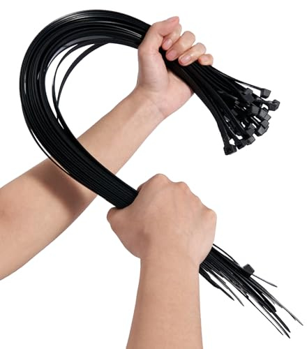 600mm x 9mm Cable Ties, 150Pcs Heavy Duty Extra Long Thick Nylon Zip Ties | 26.4 Inch Self Locking Tie Wrap with 90Kg Tensile Strength for Home Office Garage Workshop DIY Garden Outdoor (Black)