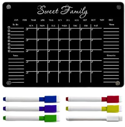 Lavagna bianca magnetica – Organizer con blocco note cancellabili – Lavagna bianca magnetica multifunzione per lista della spesa e lavoro del familiare con 6 pennarelli cancellabili