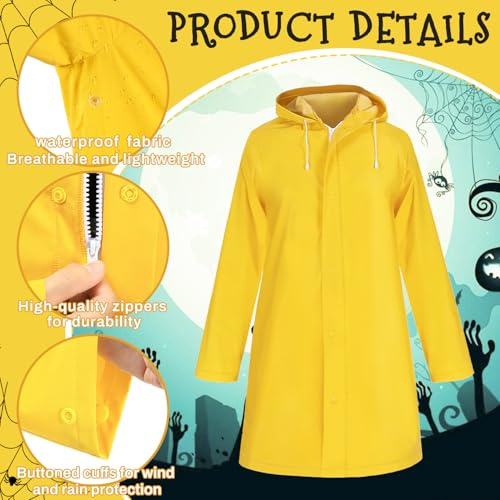 iZoeL Costume Halloween Donne Costume Fantasma Donne Cosplay Mamma Fantasma - Parrucca Bob Impermeabile Giallo Libellula Fermaglio per Capelli Occhiali Collana Calzini
