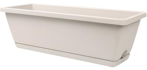 Cunlvyyds Window Planter Box, 17 Inch Rectangular Planter Box with Drainage Holes and Trays, Resin Flower for Windowsill, Garden, Balcony, Patio, Indoor, Outdoor Decor, Flower