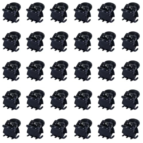 30 Pezzi Pinze Per Capelli, Mini Clip, Mollette Forcina Antiscivolo per Ragazze e Donna, Nero Brillante