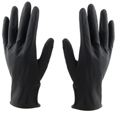 Homoyoyo Hair Salon Laboratory Gloves Black Latex Reusable Gloves Medium Size 5 Pairs for Hair Dyeing and Colouring