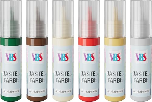 VBS Bastelfarben-Set Christmas 6x20ml wasserfest lichtecht geruchsneutral lösungsmittelfrei Malfarben Farben Farbe