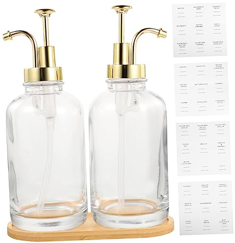 HAKIDZEL Distributeur De Sirop Transparent Pour Bar à Café Bouteille De Scellage De Cuisine Avec Pompe Accessoire Pour Station De Café Organisateur De Sirop