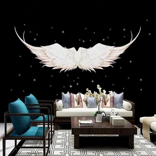 XLMING Art Simple Plume D'Ange Blanc 3D Papier Peint Texture Soyeuse Intissé Salle à Manger Bureau D'étude Canapé Chambre Salon TV Mur-400cm×280cm