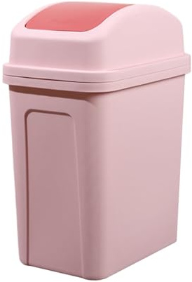 Slim Bin Slim Bathroom Bin Green Small Waste Bins with Swing Lid Plastic Pedal Trash Can Durable with Handle Removable Swing Lid Garbage Rubbish Kitchen for Bedroom Bathroom Living Room (Pink)