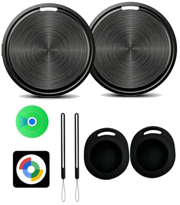 Dual System Tracker Smart Tag Schlüsselfinder Android oder iOS mit 2 Hülle, Kompatibel mit der Google Find Hub & Apple Wo ist? App, für Schlüssel, Gepäck, Koffer, Rucksack, Geldbörse, 2 Pack