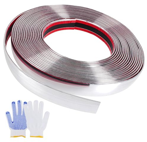 Dekorlister, självhäftande, 30 mm x 5 m trimlister, Ceranfeld självhäftande silver, kromlist, bil, krom, lister, PVC-Vägglister för väggplattor, fönster och bilkaross, dekoration, spegel