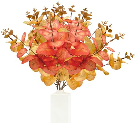 6er Set Künstliche Herbstpflanzen 35cm, Herbstzweige & Herbstblumen Deko | Realistische Herbstdeko Blätter, für Tisch, Garten & Wohnung, Innen und Außen Dekoration, für Herbst Halloween Thanksgiving