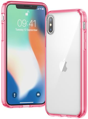 Voyahülle Clear Case for iPhone X/XS, Ultra Thin, Shockproof TPU Cover, Anti-Yellowing, Crystal Clear, Phone Case for Apple iPhone X/XS - Magenta