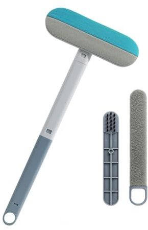 VNLCPX Tierhaarentferner Bürste, 4 in 1 Fusselbürste Tierhaare, mit Verlängerungsstab und 2 Fugenbürste, Katzenhaarentferner für Bettlaken Teppiche Kleidung, 45.5 x 18.5 cm