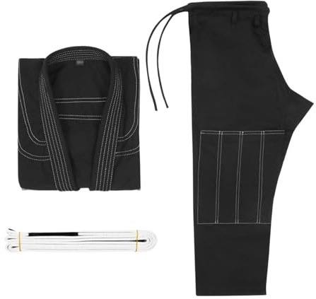 harayaa Kimono Jiu Jitsu Uniforme Brésilien Ensemble Veste Pantalon Ceinture Tissu Respirant Léger Couture Confortable Souple Adapté à Tous Entraînement, M3 noir