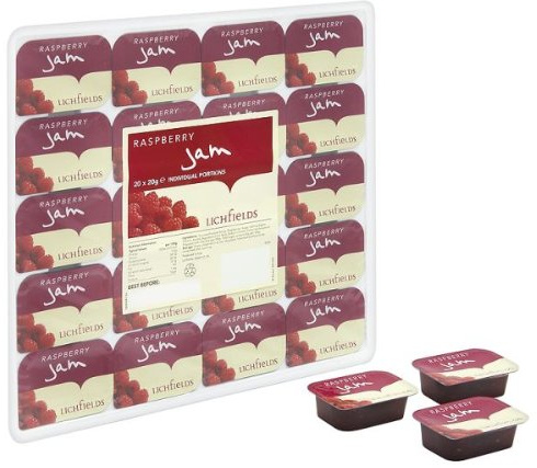Lichfields Mermelada de frambuesa porciones individuales 5x20x20g