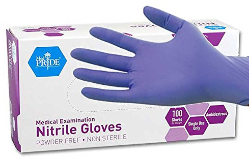 MedPride Powder-Free Nitrile Exam Gloves, Iris Blue, Medium, Box/100