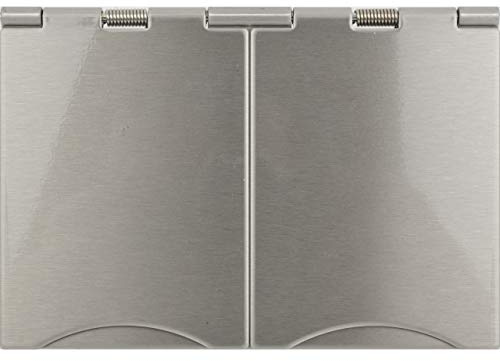 Schneider Electric Ultimate Flat Plate – Prise de courant à double sol, unipolaire 13 A, GU3252WSS, en acier inoxydable avec insert blanc