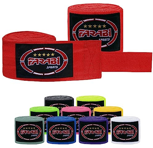 Farabi Sports Erwachsene boxbandagen 4.5 Meter lang Bandagen Boxen - Kickboxen Bandagen mit Paar für MMA, Muay Thai, Training und Kampfsport