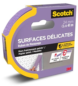 Scotch Painter's Masking Tape for Sensitive Surfaces, 24 mm x 41 m, Super Sharp Colour Lines for Sensitive Painting Indoors, Ideal Masking Tape for Wooden Floors, Furniture and Wallpaper