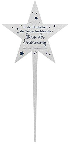 DOLORINO Grabstecker Stern 'In der Dunkelheit der Trauer' - schöne Grabdekoration, liebevolle Erinnerung, 38cm