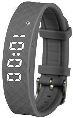 Grey Pivotell Vibratime: Reloj despertador con recordatorio de píldoras vibratorias, con hasta 12 alarmas diarias, recargable (cargador USB incluido)