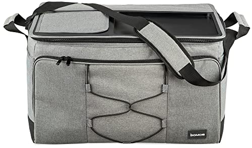 bomoe 52 Liter XXL Kühltasche faltbar - Outdoor Kühlbox 16h Kühlfunktion mit Trageriemen, wasserdichte Picknicktasche Thermotasche mit Abstellfläche, Isoliertasche Grau - IceBreezer KT53