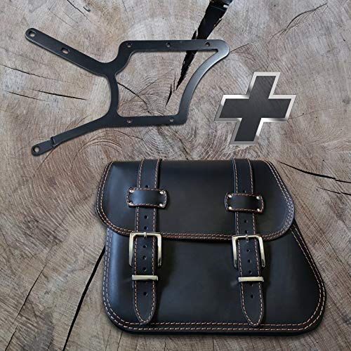 ORLETANOS Zeus ORANGE Seitentasche + Halter XL ab 2018 kompatibel mit Harley Softail Heritage Fat Bob Streetbob ab 2018 Satteltasche Tasche Seitenkoffer
