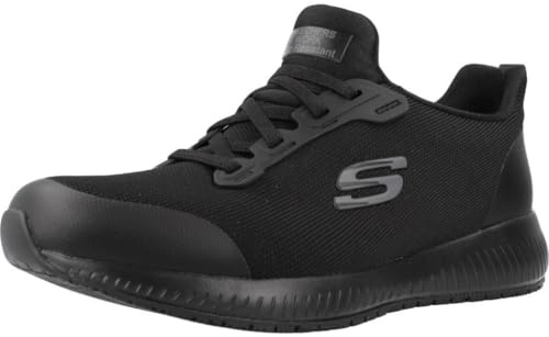 Skechers Damen Squad Sr Sneaker, Black Flat Knit, 40 EU