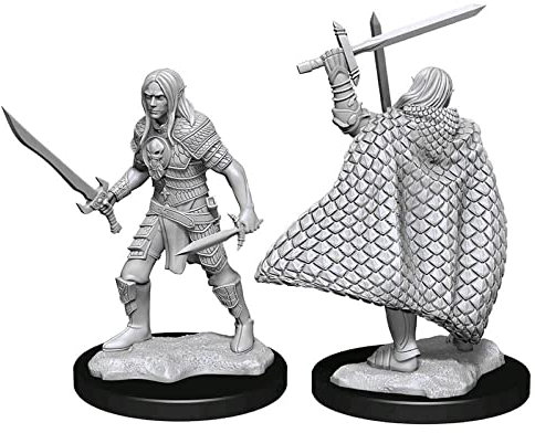 WizKids Dungeons & Dragons Pathfinder Battles Deep Cuts Unpainted Miniatures - Elf Fighter Male (6 Units)