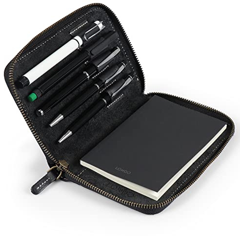 Londo Echtleder Padfolio – Portfolio Ordner mit Bleistifthalter, Notizblock & Reißverschluss für Business, Büro & Reisen