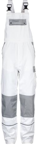 TMG | Leichte Arbeitslatzhose für Herren Style Light, weiße Arbeitshose, Malerhose mit Kniepolster & Taschen | Gr. 46