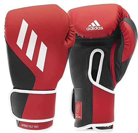 adidas Gants de Boxe Tilt 350 Velcro pour Homme, Rouge/Noir, 14 oz EU
