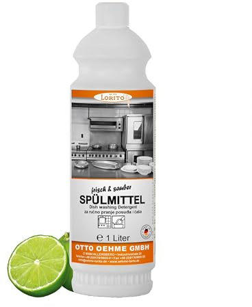 Lorito frisch & sauber Spülmittel 1L | Geschirrspülmittel flüssig mit Frischeduft, schonendes & hautfreundliches Handspülmittel gegen hartnäckigen Schmutz