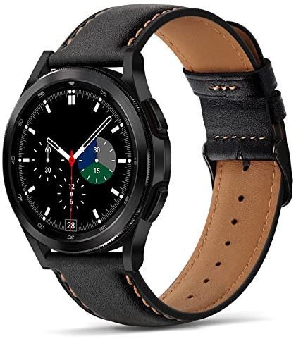 Tasikar 22mm Armband Kompatibel mit Samsung Galaxy Watch 3 45mm/Galaxy Armband, Premium Echte Leder Ersatzarmband für Huawei Watch GT 3 46mm/GT 2 46mm/Gear S3, 22mm, Schwarz