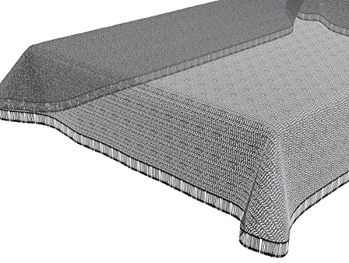 BEAUTEX Moa Weichschaum Tischdecke mit Fransen, Garten, Balkon, Terrasse, Camping - Eckig 110x140 cm, Anthrazit