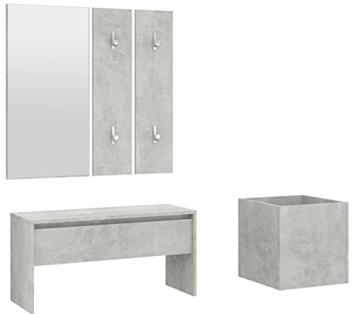 vidaXL Set di Mobili da Corridoio Grigio Cemento in Legno Multistrato