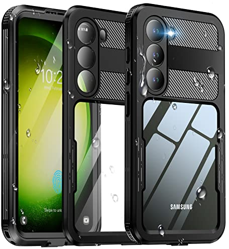 WIFORT für Samsung Galaxy S23 Hülle, IP68 Wasserdicht Handyhülle Samsung S23 360 Grad Schutzhülle, Outdoor Stoßfest Staubdicht Wasserfest Sturzfest Panzerhülle mit Eingebautem Displayschutz, Schwarz