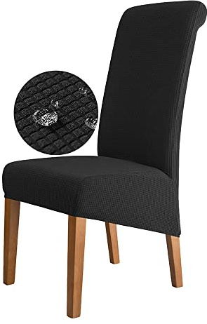 Odot Wasserdicht XL Stuhlhussen Esstisch, Stretch Stuhlhussen Hussen Abnehmbarer Waschbarer Stuhlbezug Sesselbezug für Hotel,Bankett,Restaurant,Haus (4er Set,schwarz)