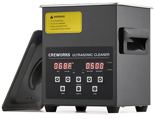CREWORKS 2L Digital Ultrasonic Cleaning Machine with Degas and Gentle Mode, 60W Ultrasonic Cleaner Machine with Heater and Timer, Professional Ultrasound Cleaner for Retainer Jewellery Makeup Sponge