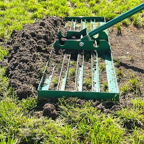 LANDZIE - The Original Lawn Leveling Rake – 24 Steel Handle Yard Leveler, Lawn Level Tool for Creating a Flat Surface - Works for Soil, Dirt, Topdressing, and Ground