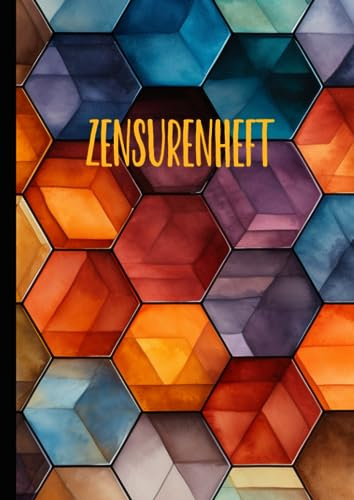 Zensurenheft: Praktisches Notenheft A4 für Lehrerinnen und Lehrer Softcover Design HEXA Blau Orange