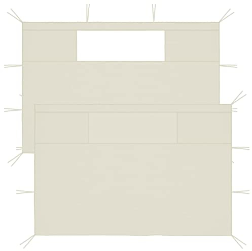 Homgoday Pavillon-Seitenwände mit Fenstern 2 STK. Creme Rasen, Garten Model3070417