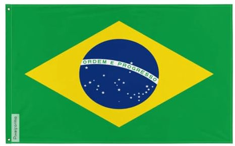 Pixelforma Bandera de Brasil en varios tamaños 100% poliéster impresión con doble dobladillo 6. 10 ojales de 128 x 192 cm