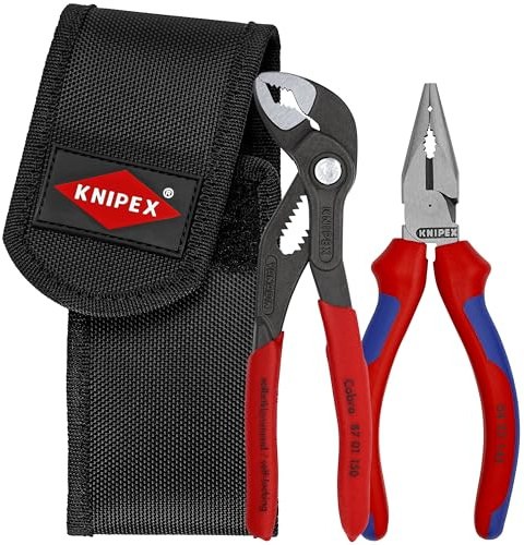 Knipex - 2 Stück Mini-Zange in Gürteltasche – Cobra® und Spitzzange (002072V06)