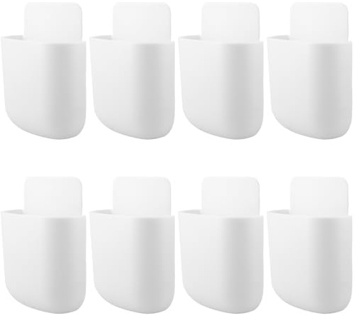 JIEHIN 8 unidades de soporte de mando a distancia para pared, color blanco, autoadhesivo, caja de almacenamiento de pared autoadhesiva, caja de almacenamiento para mando a distancia, oficina