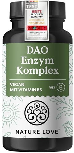 NATURE LOVE® DAO Enzym Komplex – 90 Kapseln - mit Vitamin B6 für einen normalen Energiestoffwechsel* – hochdosiert – aus Erbsensprossenpulver, bis zu 90 Tage Vorrat - 182.700 HDU vegan, laborgeprüft