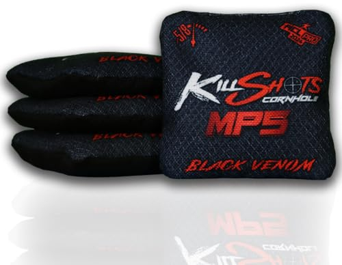 Killshots Cornhole | MP5-Serie | Limitierte Snakeskin Edition | 2024 ACL Pro zertifizierte Cornhole Bags | Premium Qualität | Dual-Speed | Langlebig & witterungsbeständig | Set mit 4 Beuteln (Black