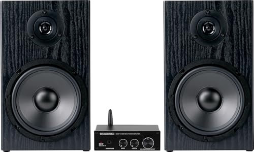 McGrey MAMP-4100BT/BSS-265 BK Set Estéreo Bluetooth - Altavoces HiFi 2 Vías (Woofer 6,5 + Tweeter 0,5) - Montaje en Pared - Incluye Amplificador Estéreo.