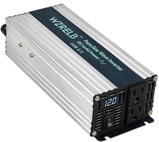 WZRELB 800W Pure Sine Wave Inverter 12V DC to 110V 120V AC Power Converter with LED Display, Off-Grid Portable Power Inverter with 2 AC Outlets for Home, RV, Truck, Camping