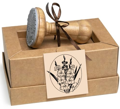 Gladiolus August Birth Flower Stamp, Art Gifts Personalised in Special Lovely Packaging